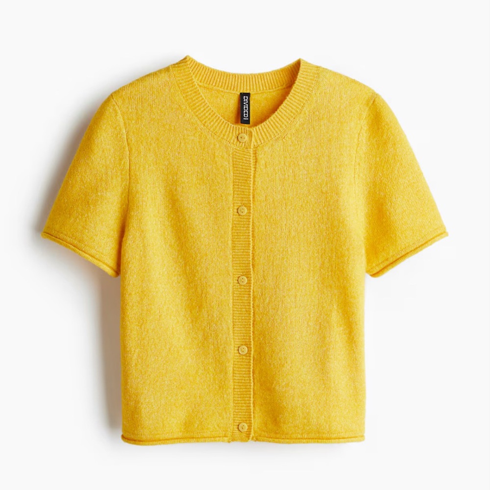 H&M Yellow Short Sleeve Cardigan